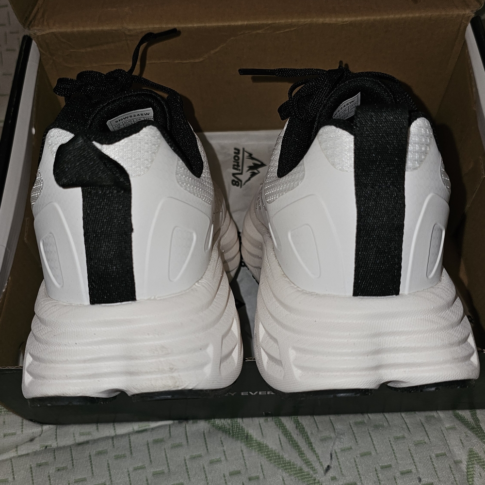 Women's Lightweight White and Black Athletic Sneakers - Picture 5 of 5